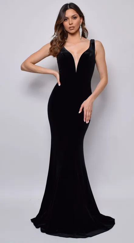 Joella Black Velvet Gown Dress sold by Emprada