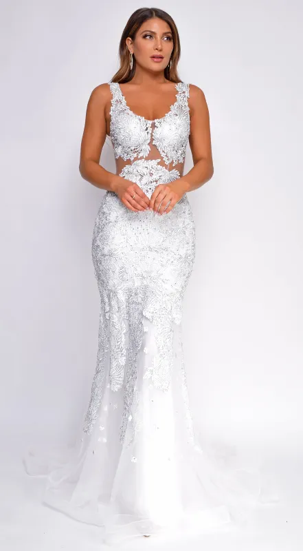 Flynn White Beaded Gown sold by Emprada