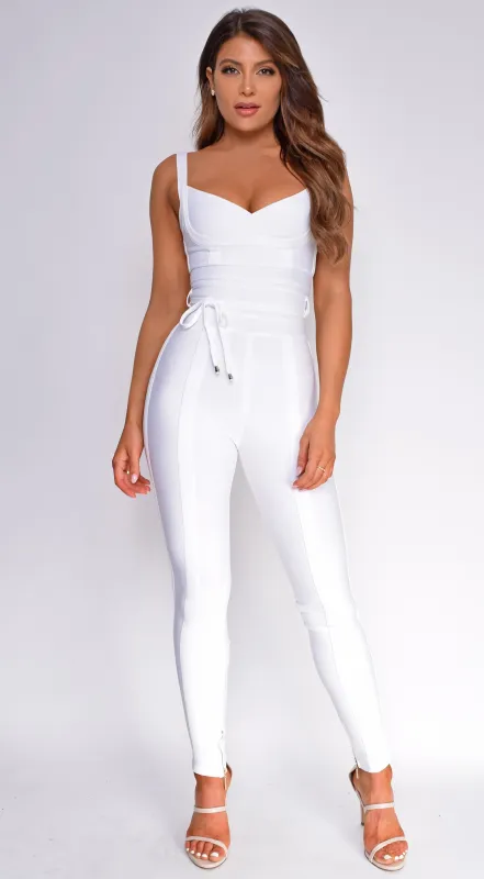 Elmirah Waist Cinching Bandage Jumpsuit - White sold by Emprada
