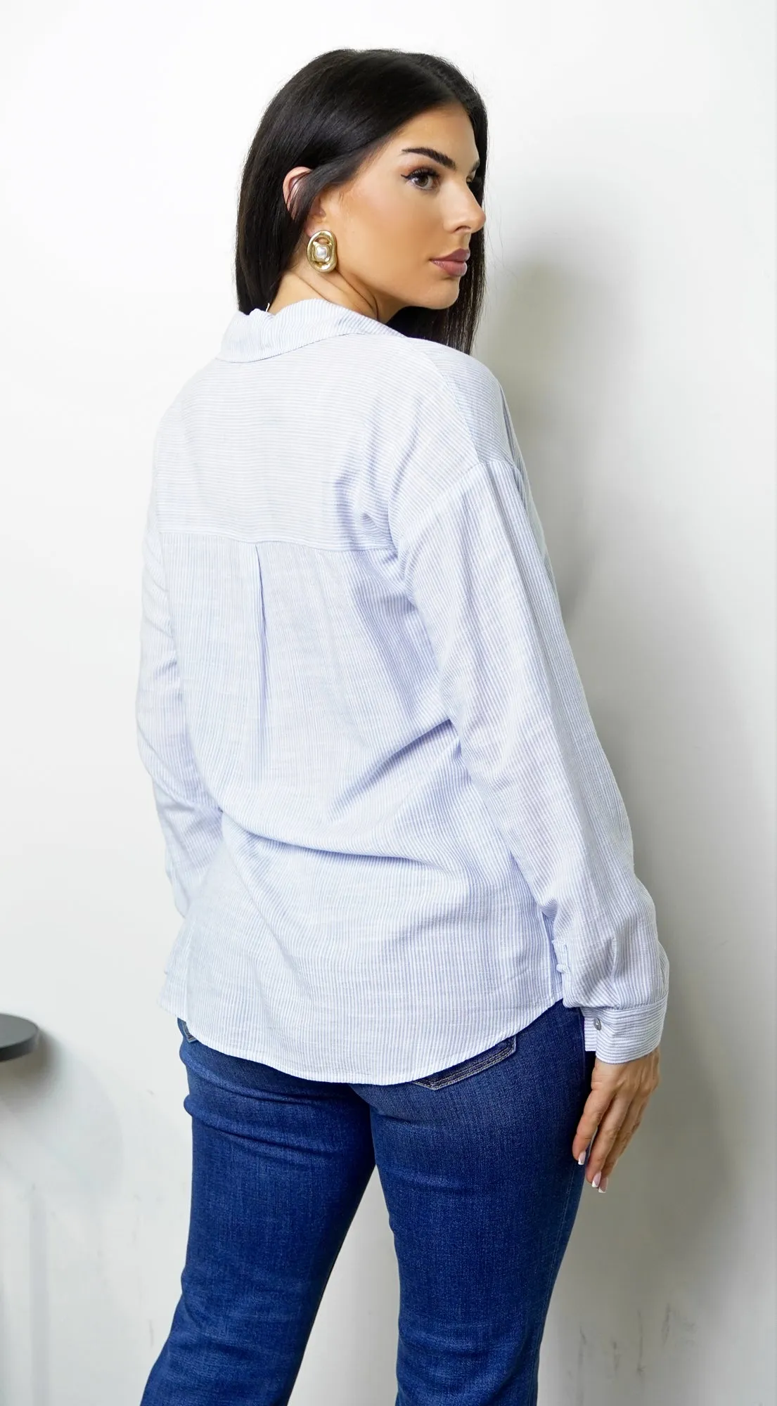 Everyday Stripe Button Down Shirt - Blue sold by Emprada product image thumbnail 2