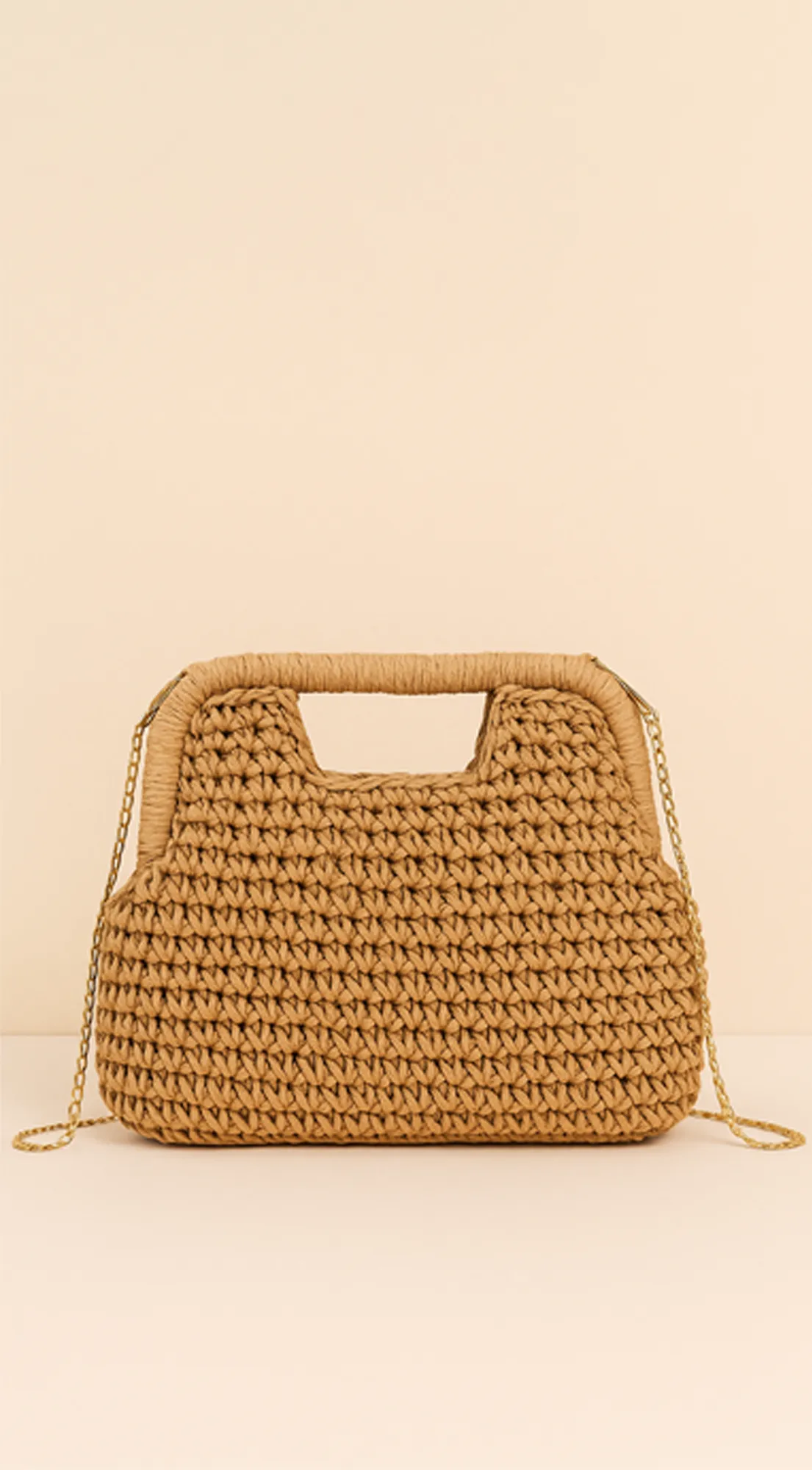 Palmira Faux Straw Clutch - Khaki sold by Emprada