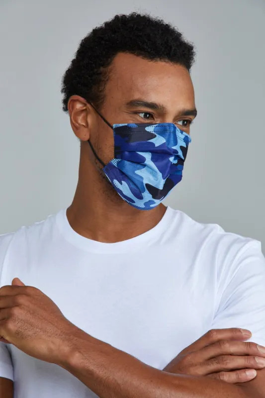 Blue Camo Face Masks - 10 Pack sold by MASKC