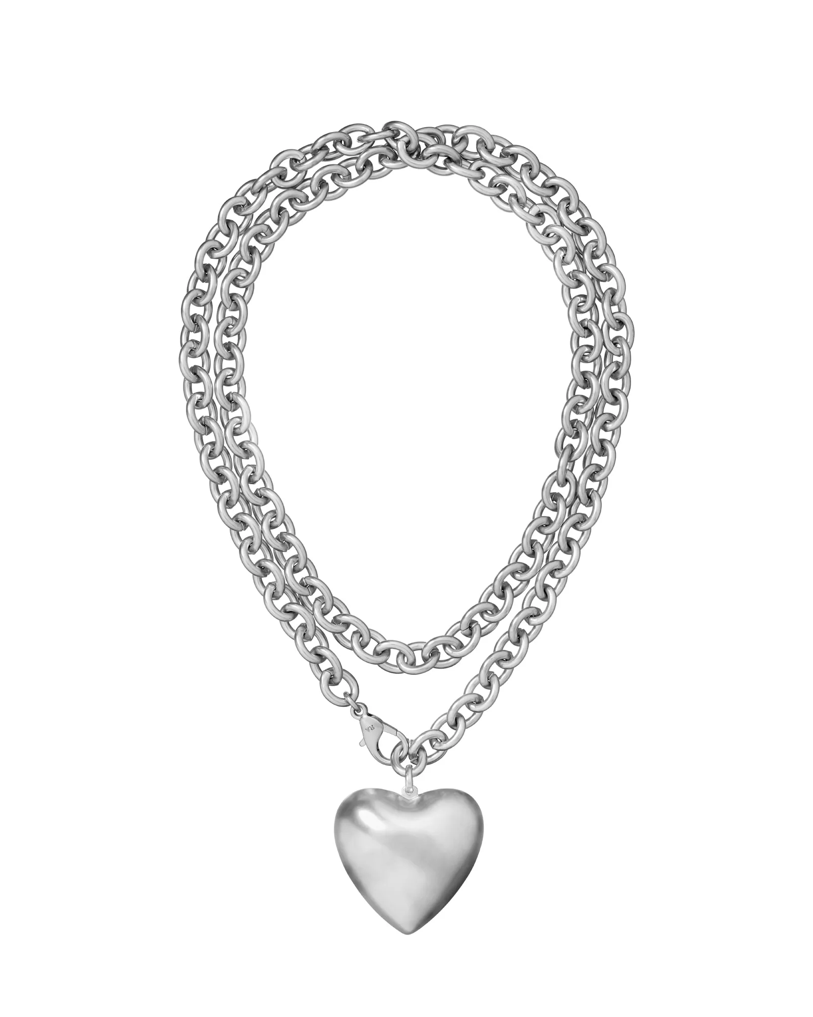 The Puffy Heart Necklace in Silver sold by Roxanne Assoulin