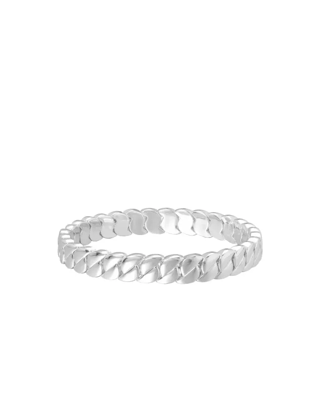 Curbed Bracelet in Silver sold by Roxanne Assoulin
