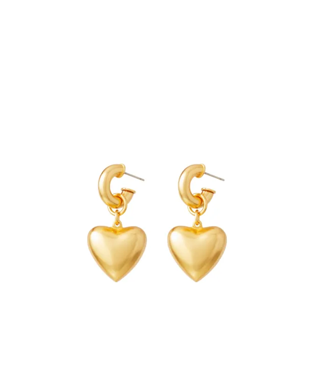 The Puffy Heart Gold Earrings sold by Roxanne Assoulin