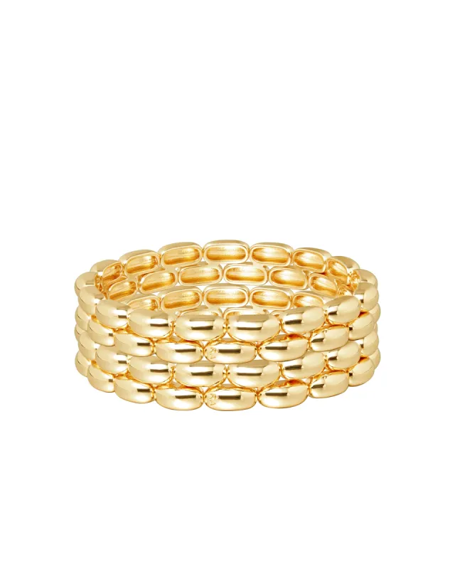 The Pillow Bracelets in Gold made by Roxanne Assoulin