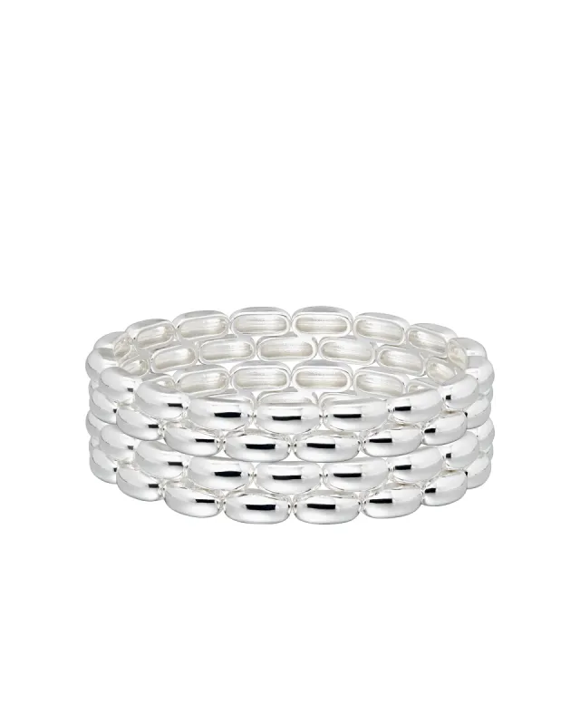 The Pillow Bracelets in Silver made by Roxanne Assoulin