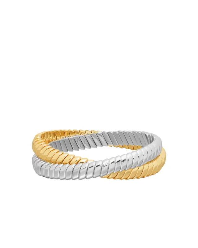 The Double Cobra Bracelet in Mixed Metals sold by Roxanne Assoulin