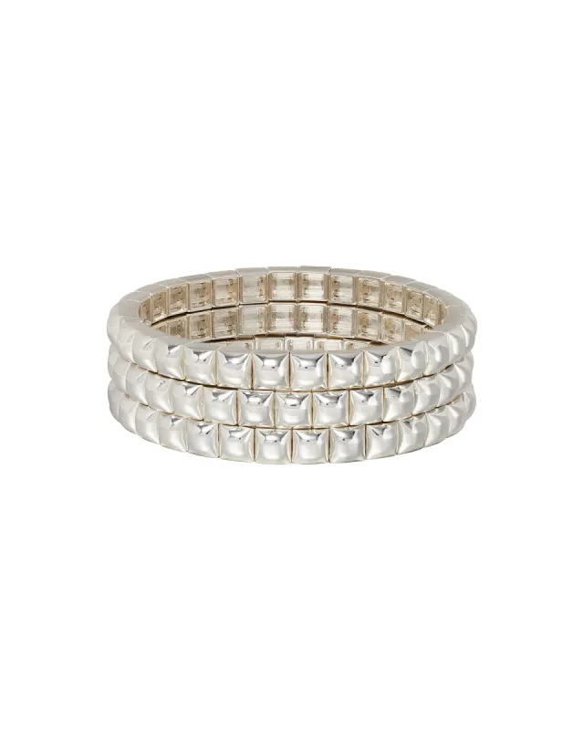The Mini Square Stud Bracelet in Silver sold by Roxanne Assoulin