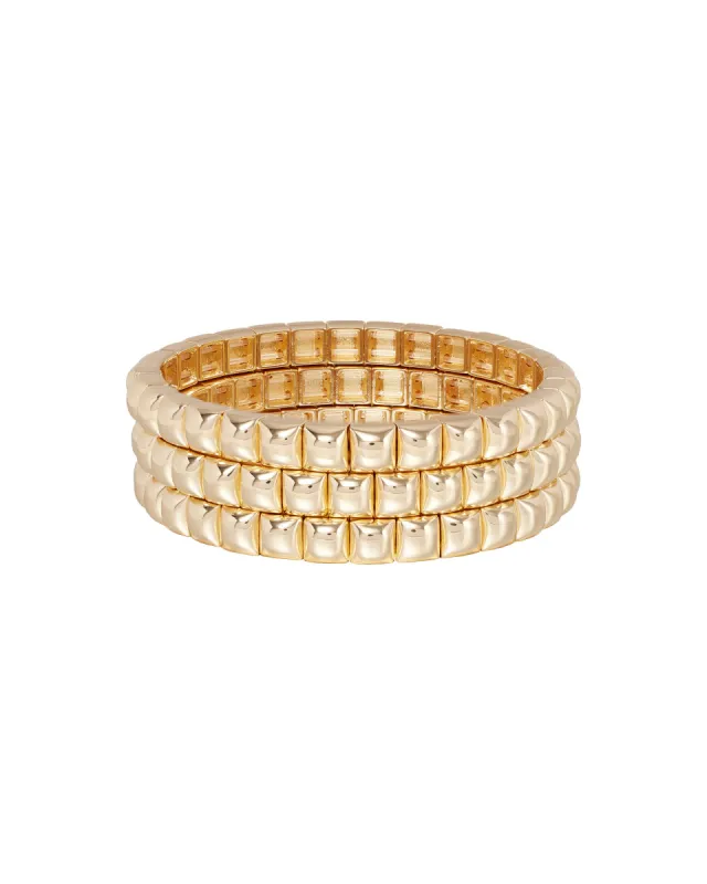 The Mini Square Stud Bracelet in Gold sold by Roxanne Assoulin