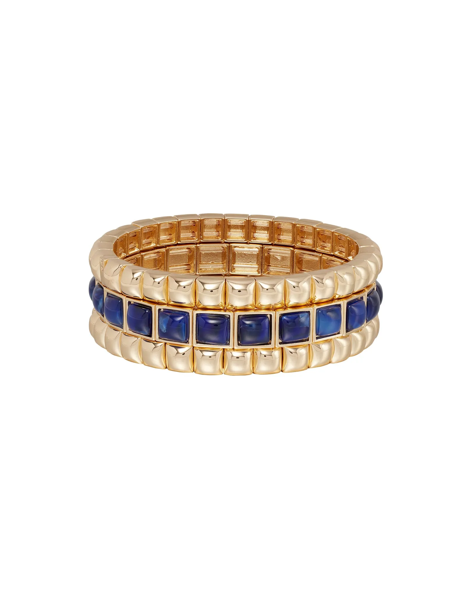 The Puffy Stud Bracelet Stack in Navy sold by Roxanne Assoulin