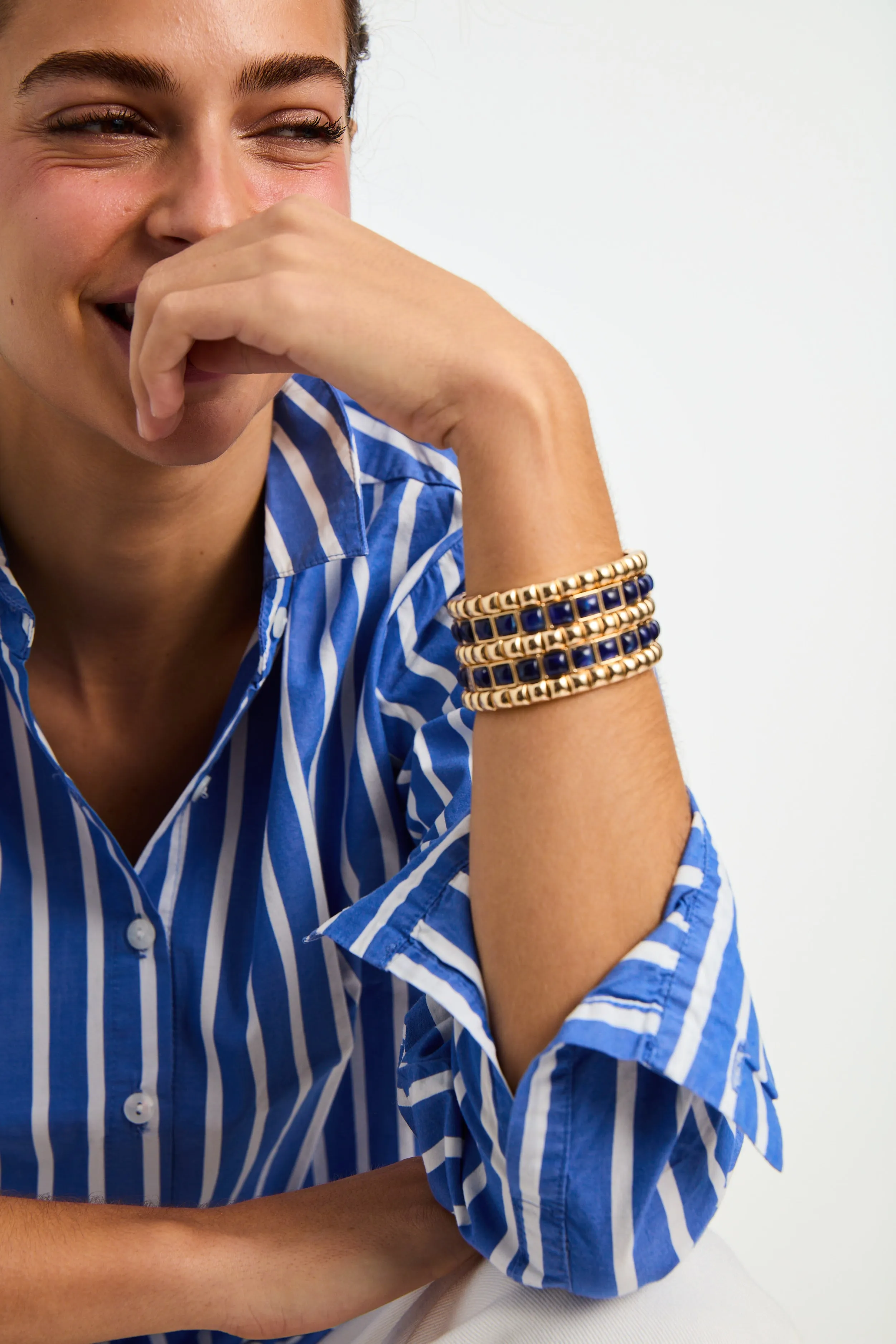 The Puffy Stud Bracelet Stack in Navy sold by Roxanne Assoulin product image thumbnail 5