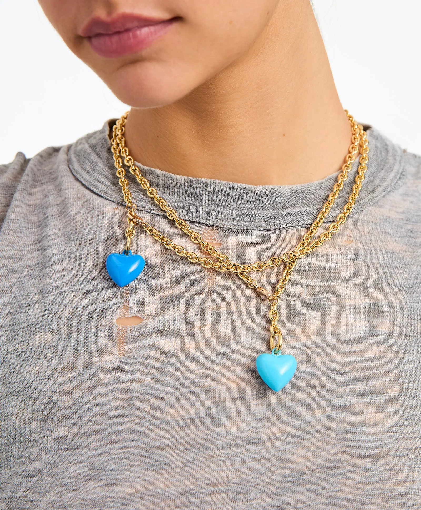 The Mini Puffy Heart Charm Necklace sold by Roxanne Assoulin product image thumbnail 3