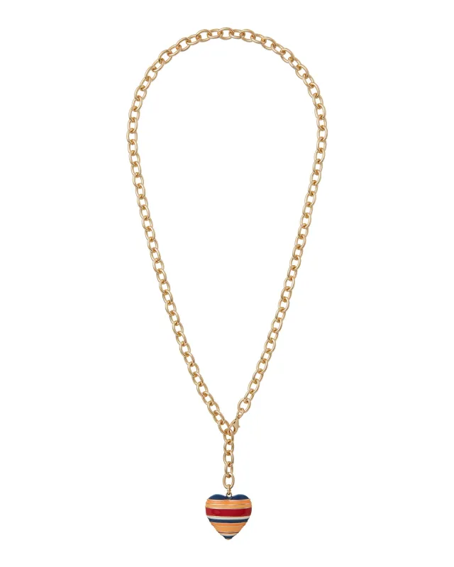 The Striped Puffy Heart Necklace sold by Roxanne Assoulin