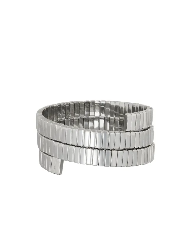 The Cobra Triple Wrap Bracelet in Silver sold by Roxanne Assoulin