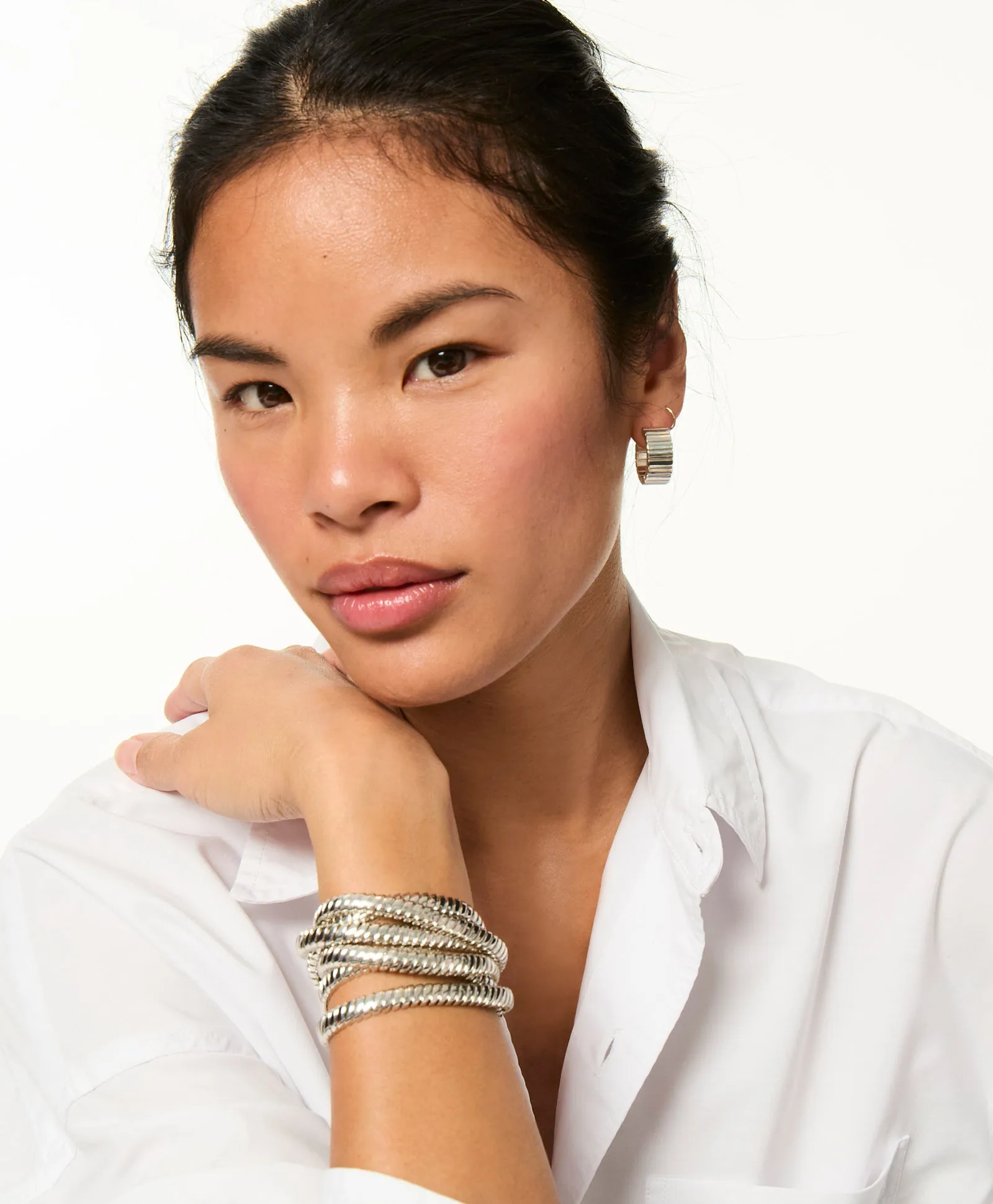 The Flat Cobra Huggie in Silver sold by Roxanne Assoulin product image thumbnail 2