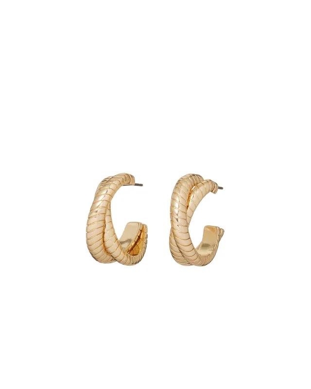 The Double Cobra Hoop in Gold sold by Roxanne Assoulin