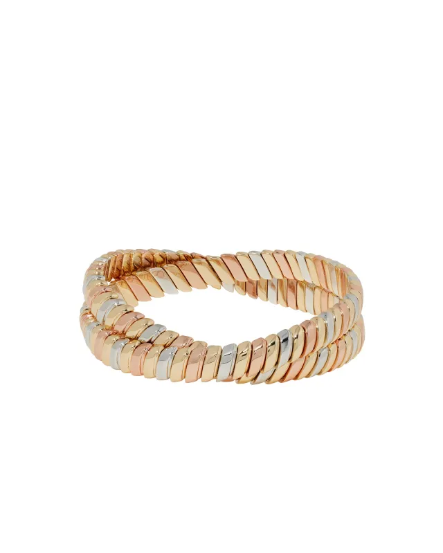 The Double Cobra Bracelet in Tricolor sold by Roxanne Assoulin