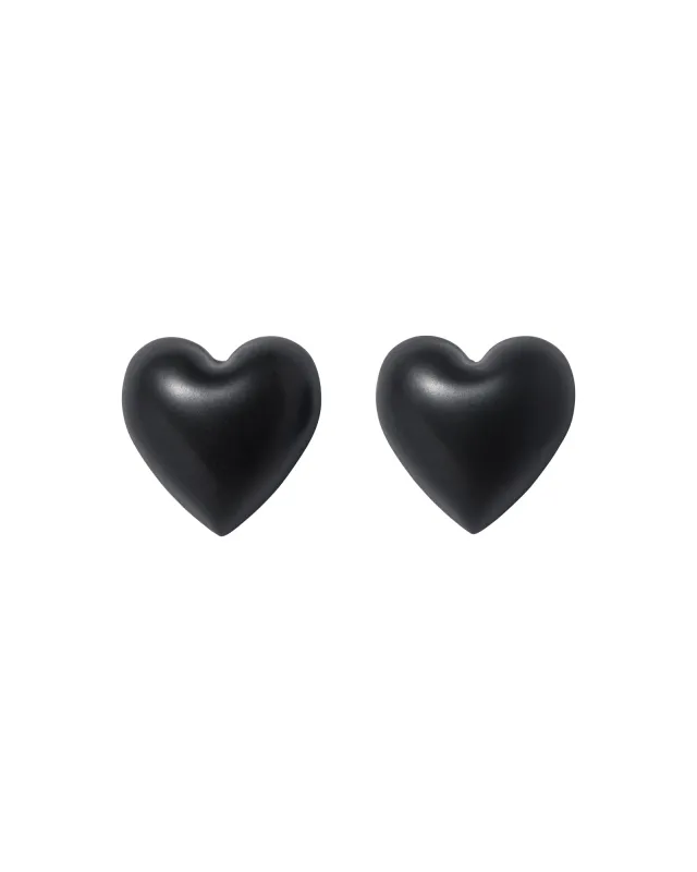 The Puffy Heart Black Stud Earrings sold by Roxanne Assoulin