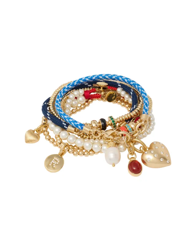 The Denim Charm Bracelet Stack sold by Roxanne Assoulin