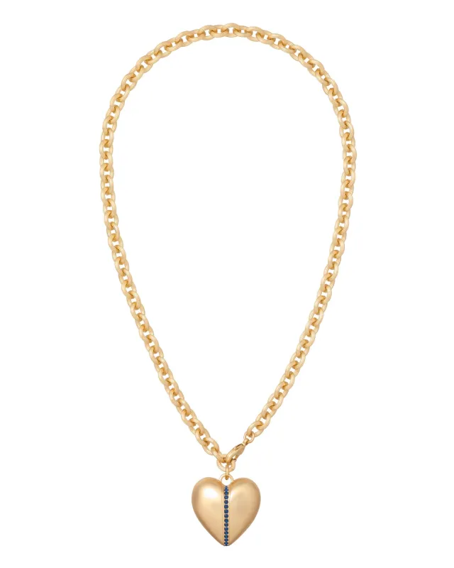 The Sapphire Stripe Puffy Heart Pendant sold by Roxanne Assoulin