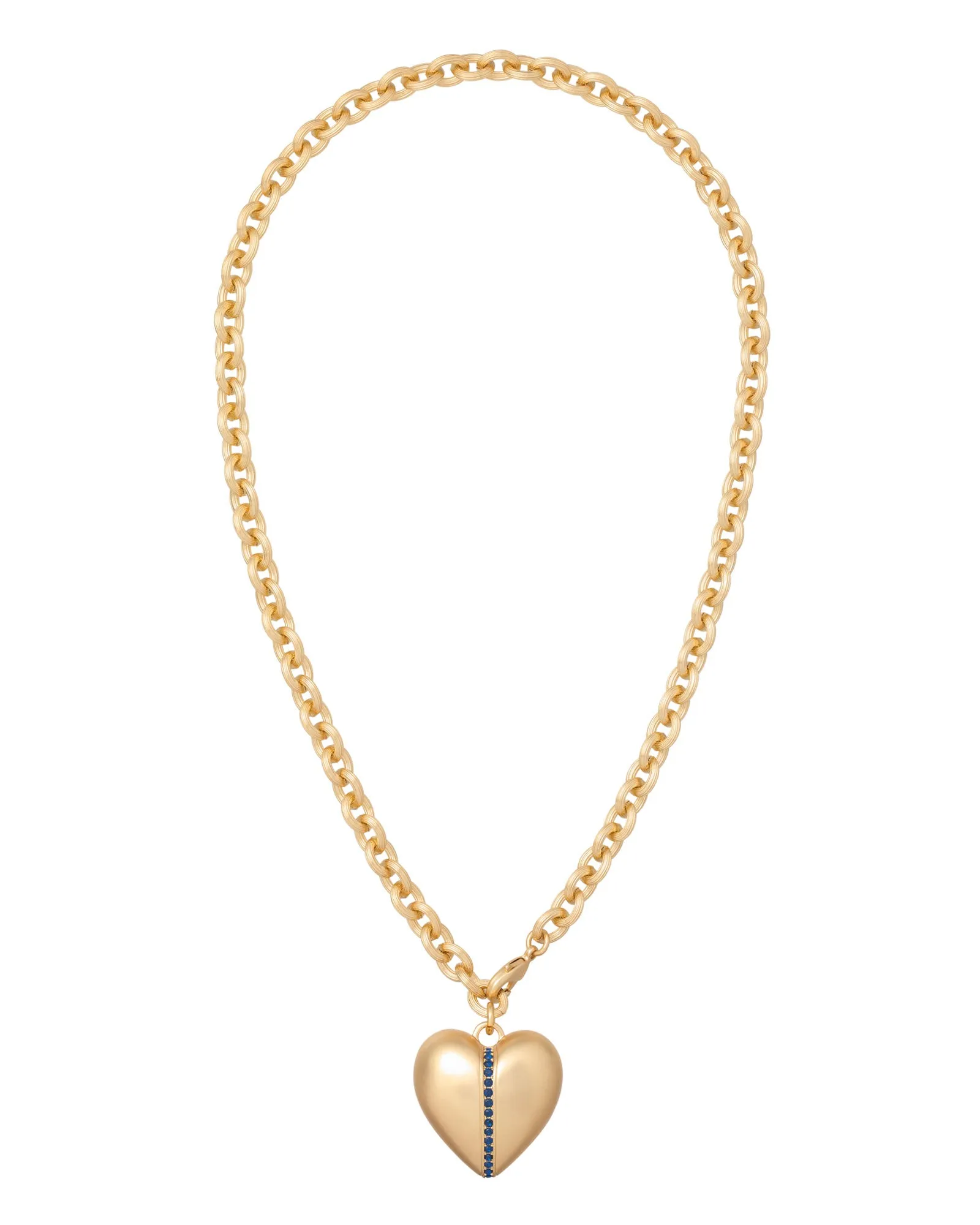 The Sapphire Stripe Puffy Heart Pendant sold by Roxanne Assoulin