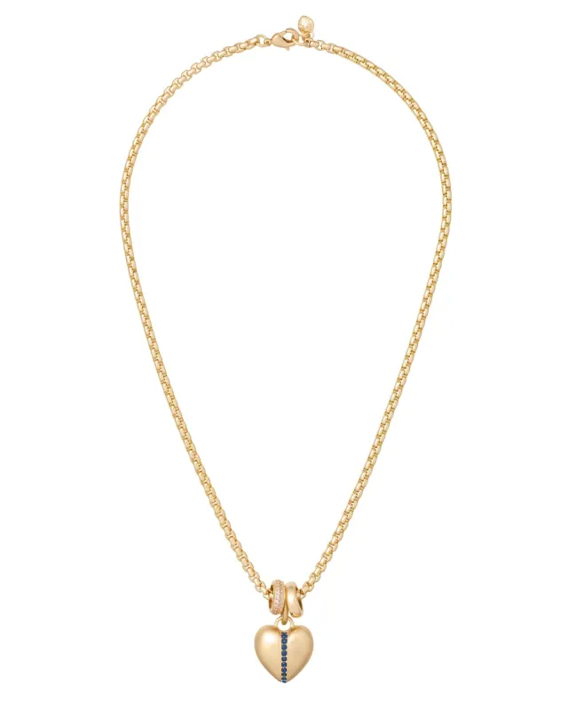 The Sapphire Stripe Mini Heart Pendant sold by Roxanne Assoulin