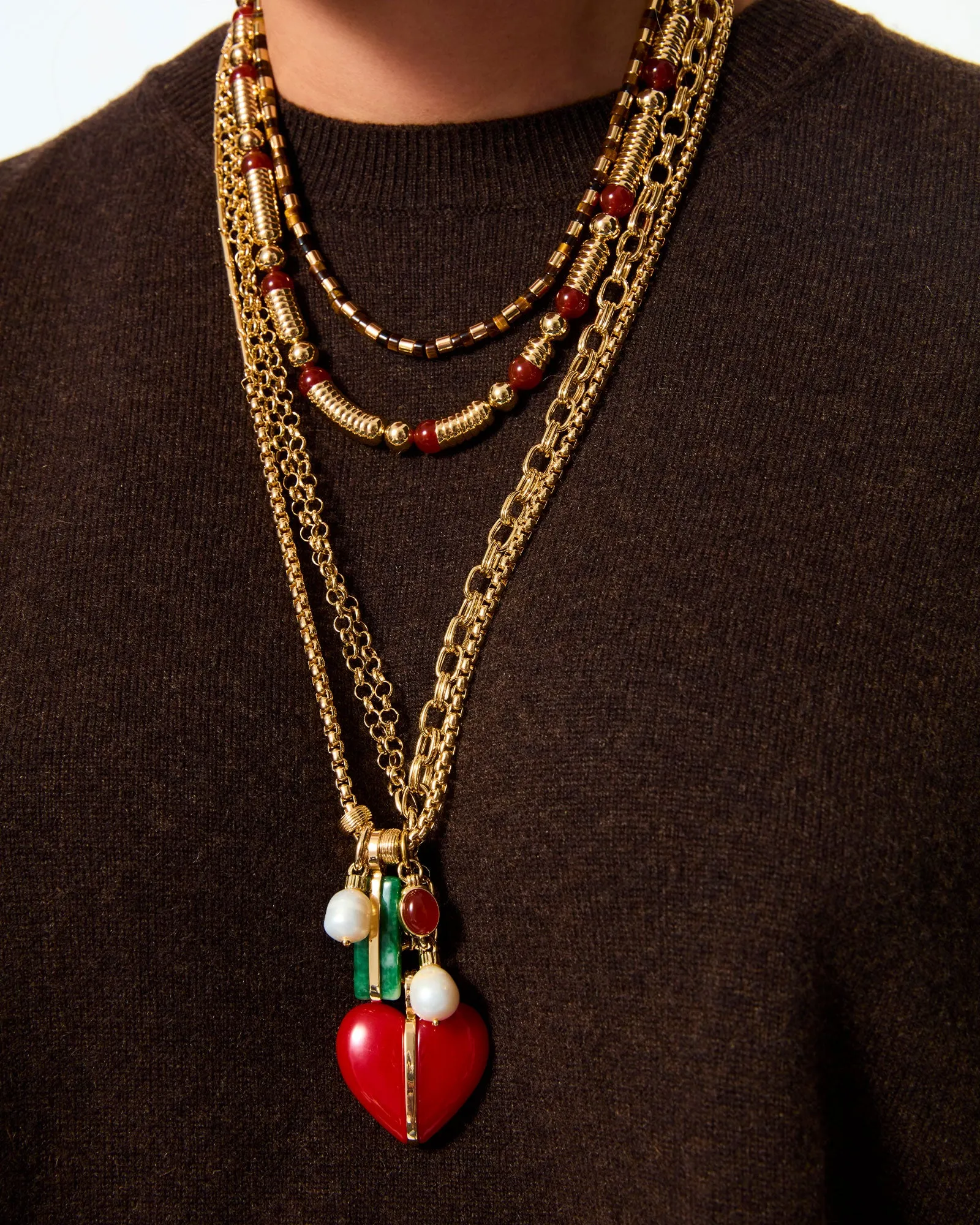 The Big Stone Heart Charm Pendant sold by Roxanne Assoulin product image thumbnail 3