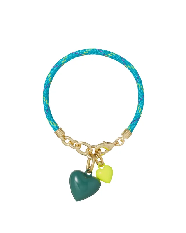 The Happy Cord Mini Double Heart Bracelet made by Roxanne Assoulin