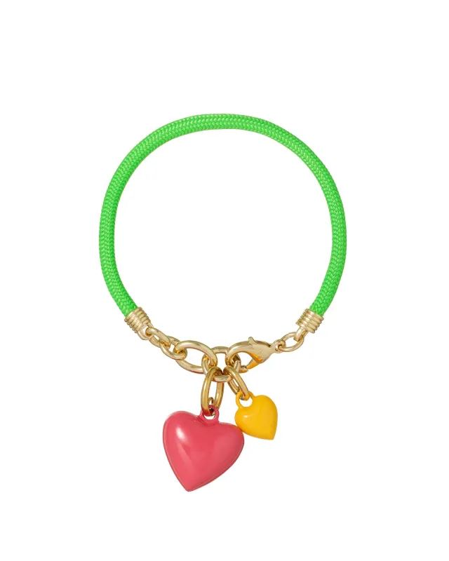 The Happy Cord Mini Double Heart Bracelet made by Roxanne Assoulin