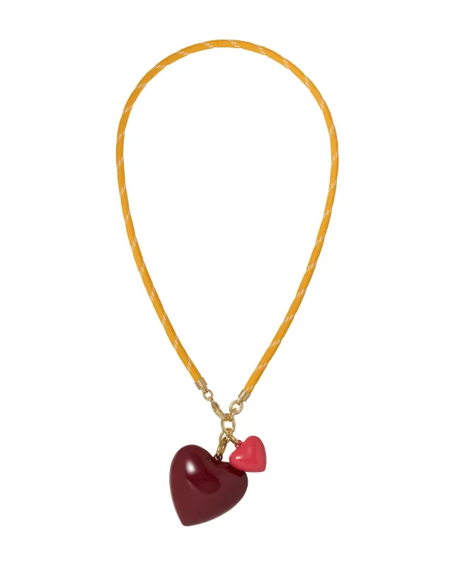 The Happy Cord Big Double Heart Necklace made by Roxanne Assoulin