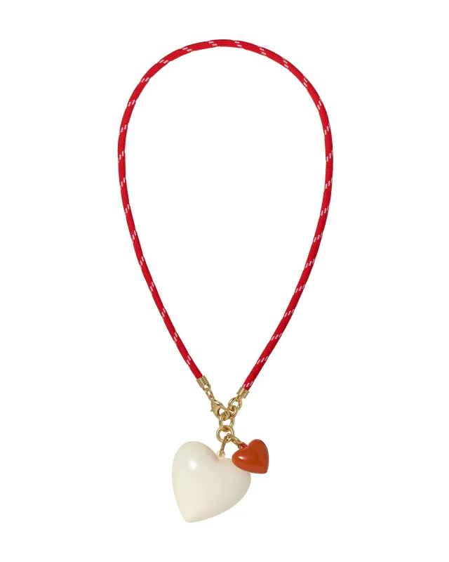 The Happy Cord Big Double Heart Necklace made by Roxanne Assoulin