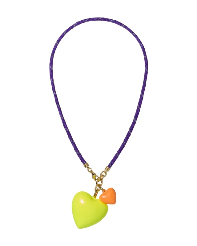 The Happy Cord Big Double Heart Necklace made by Roxanne Assoulin