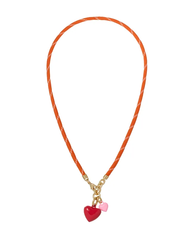 The Happy Cord Mini Double Heart Necklace sold by Roxanne Assoulin