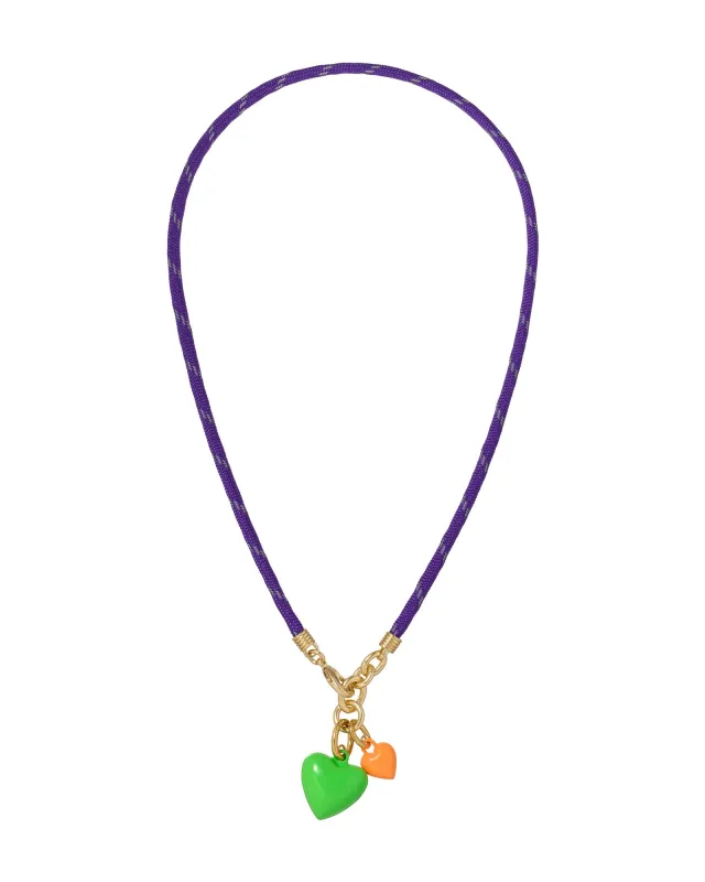 The Happy Cord Mini Double Heart Necklace made by Roxanne Assoulin