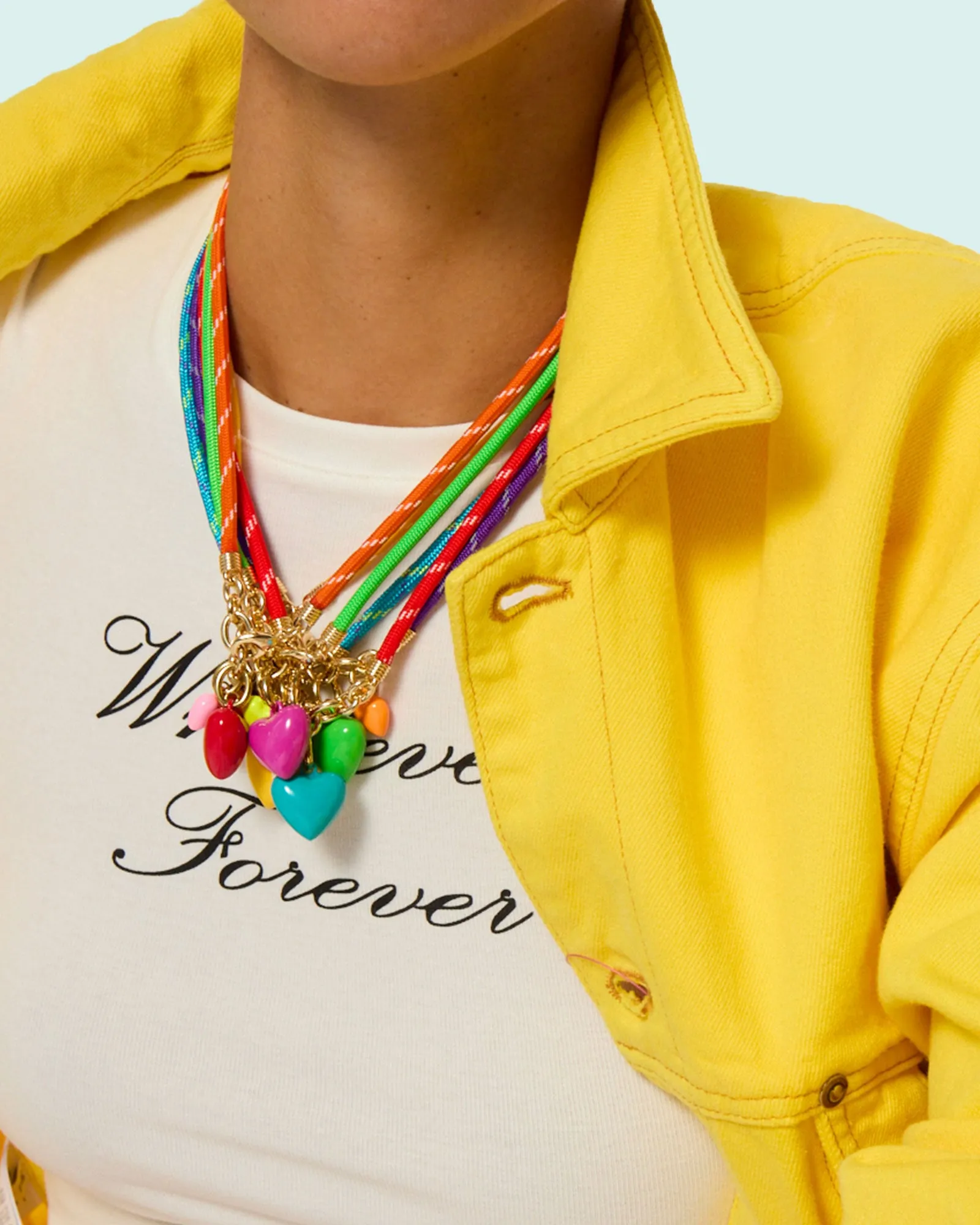 The Happy Cord Mini Double Heart Necklace sold by Roxanne Assoulin product image thumbnail 2