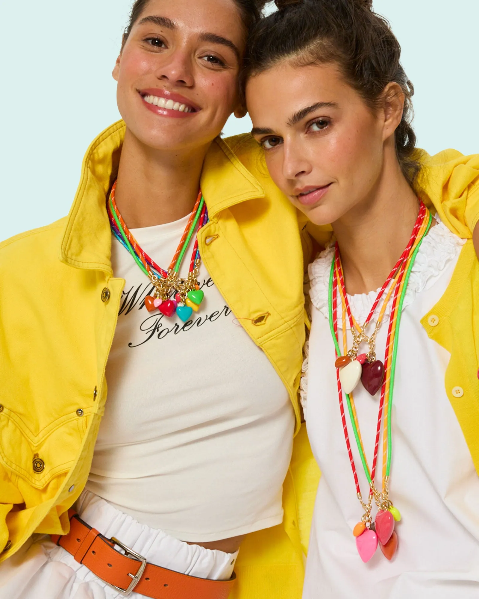 The Happy Cord Mini Double Heart Necklace sold by Roxanne Assoulin product image thumbnail 4