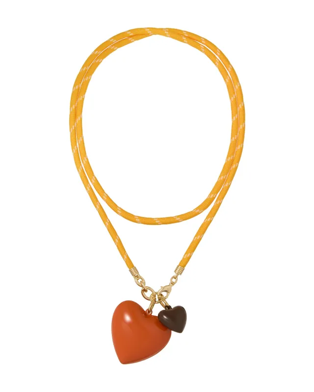 The Happy Cord Long Big Double Heart Necklace made by Roxanne Assoulin