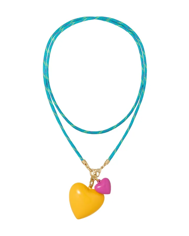 The Happy Cord Long Big Double Heart Necklace sold by Roxanne Assoulin