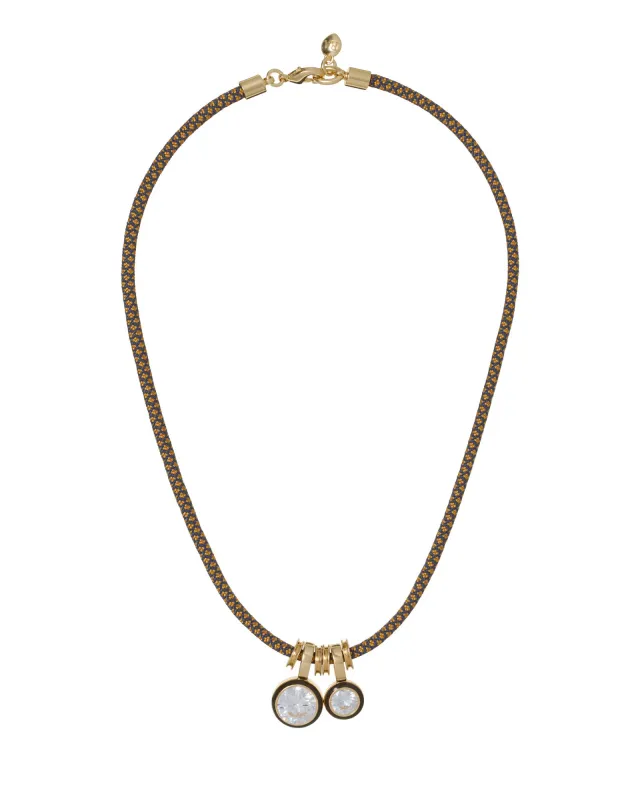 The Cubic Double Drop Cord Necklace made by Roxanne Assoulin