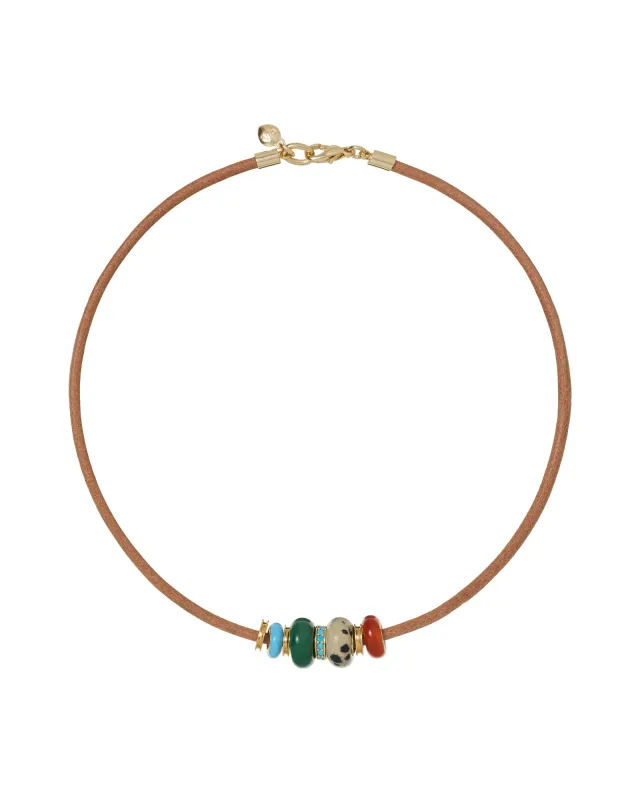 The Leather Stone Slider Necklace made by Roxanne Assoulin