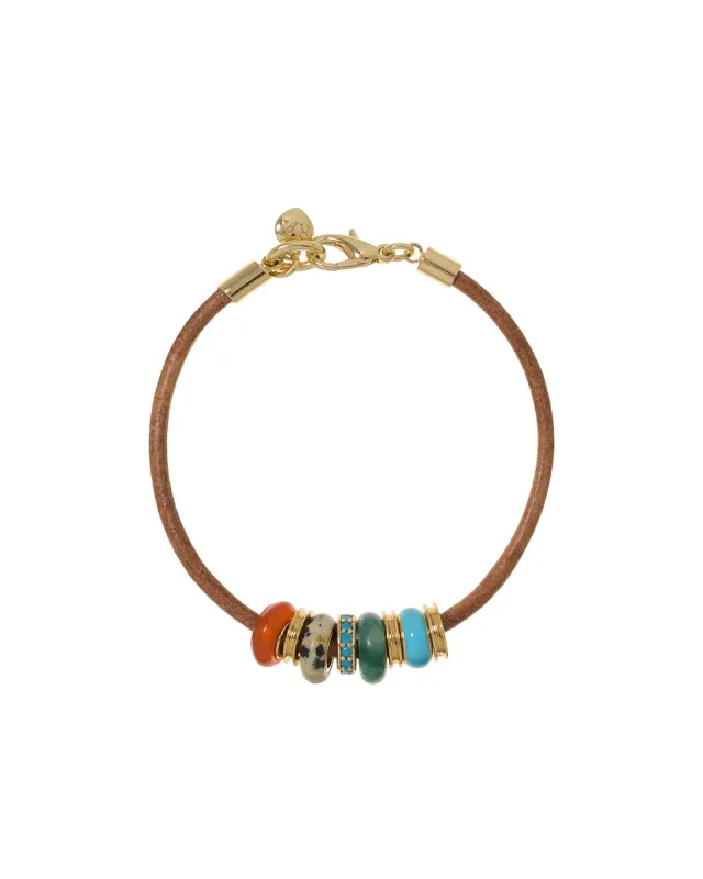 The Leather Stone Slider Bracelet made by Roxanne Assoulin