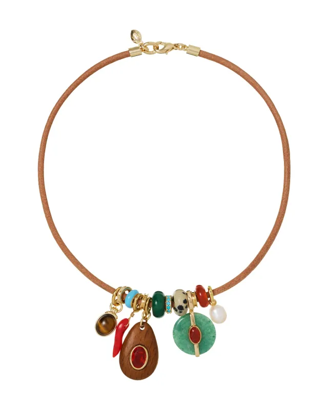 The Leather Tiny Treasures Necklace made by Roxanne Assoulin