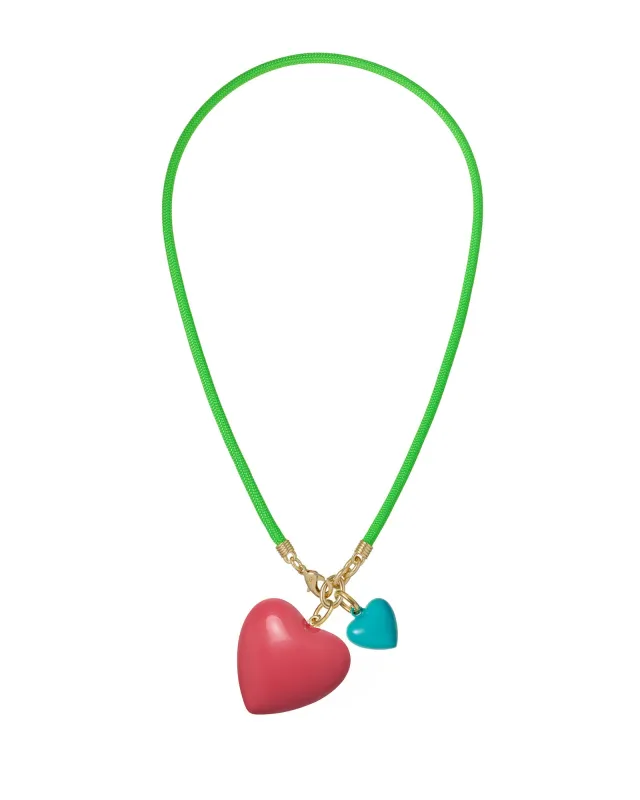 The Happy Cord Big Double Heart Necklace made by Roxanne Assoulin