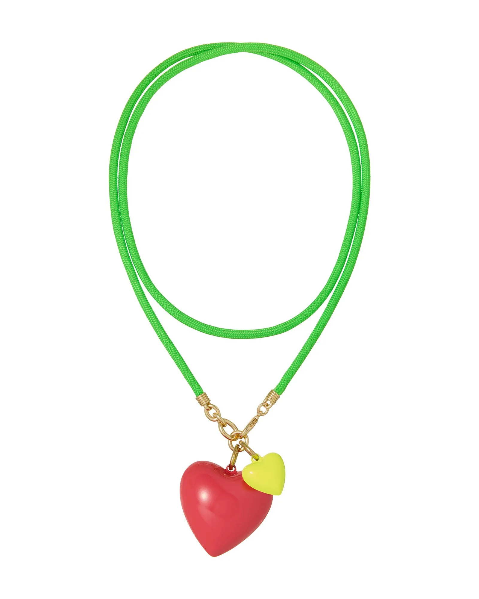 The Happy Cord Long Big Double Heart Necklace sold by Roxanne Assoulin