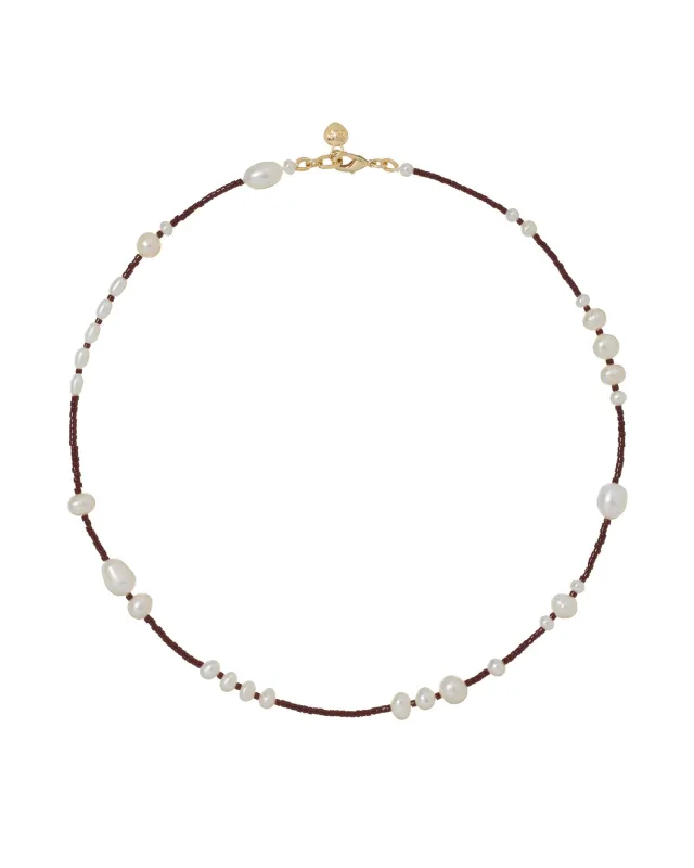 The Happy Pearl Necklace in Espresso made by Roxanne Assoulin