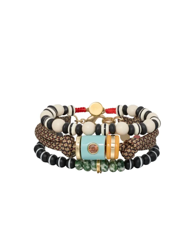 The Salt & Pepper Cylinder Bracelet Stack made by Roxanne Assoulin