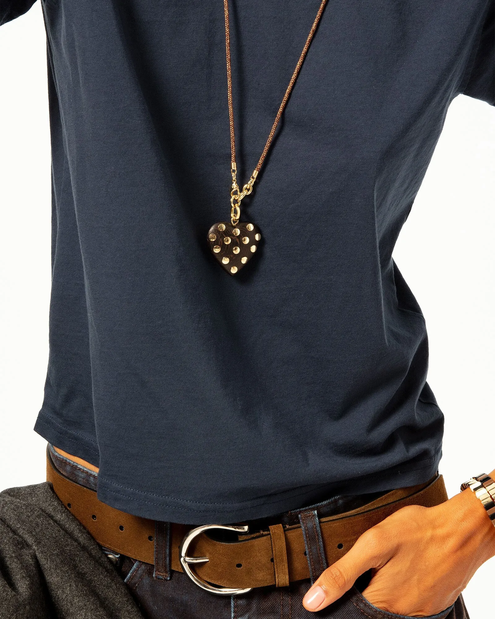 The Big Studded Wood Heart Cord Pendant sold by Roxanne Assoulin product image thumbnail 2