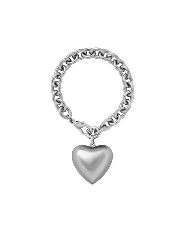 The Puffy Heart Bracelet in Silver sold by Roxanne Assoulin