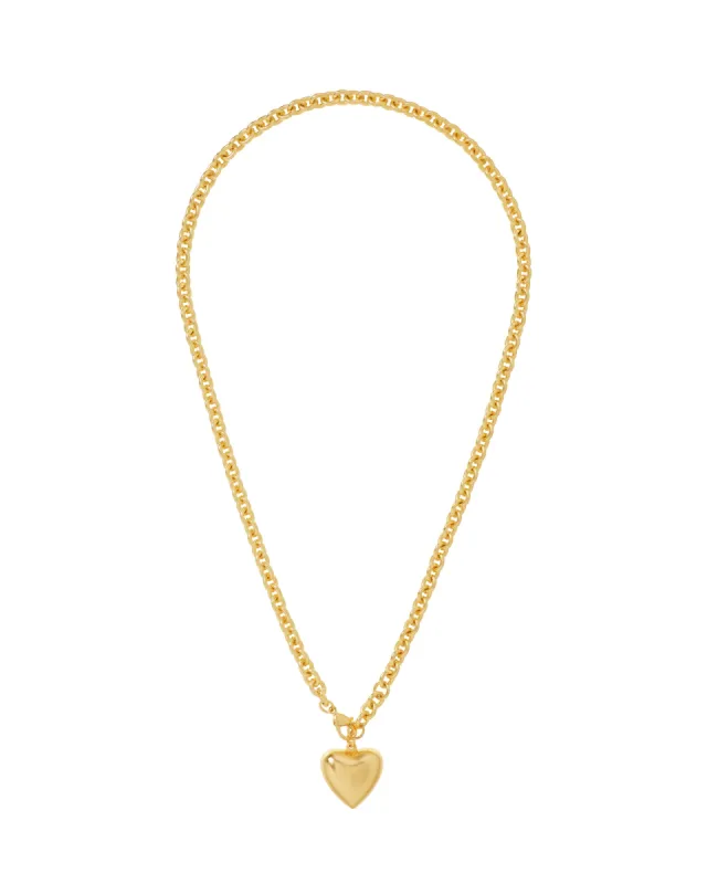 The Mini Puffy Heart Necklace in Gold sold by Roxanne Assoulin